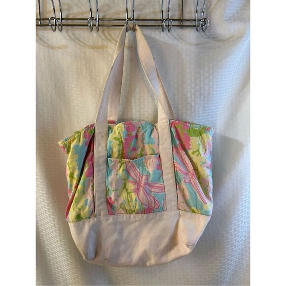 Lilly Pulitzer Dragon Fly tote bag Faded Pink 16.5"x14" - Picture 3 of 12